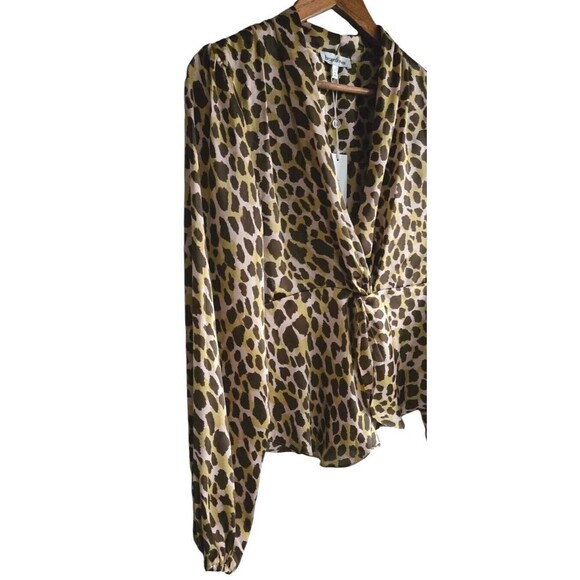 Heartloom Randi Leopard Print Blouse Womens Large Brown Twist Front NWT - Picture 4 of 8